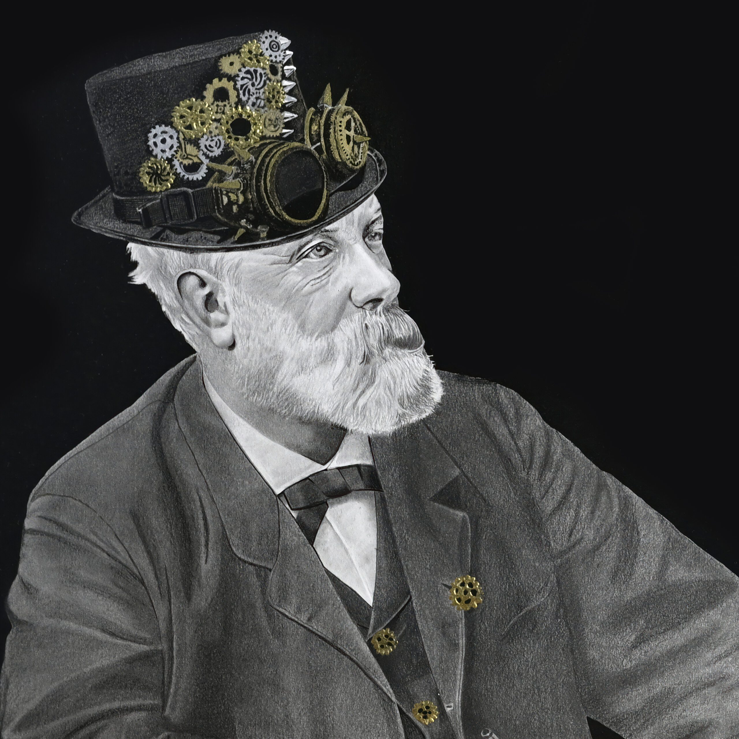 Portrait de Jules Verne - extrait de l'oeuvre "Dans l'ère du temps"