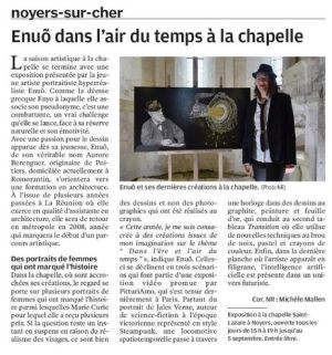 Portraitiste hyperréaliste : Enuo exposée à la chapelle de Noyers-sur-Cher